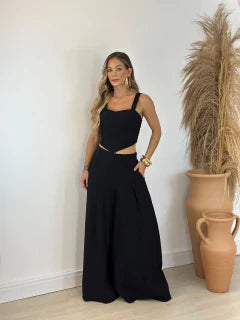 Conjunto feminino cropped e calça