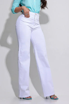 Calça Wide Leg Modeladora Fantátisca Branca - CH104
