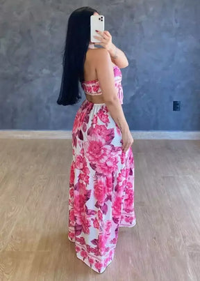 Vestido Longo Crepe de Seda Dayane Rosa Pink