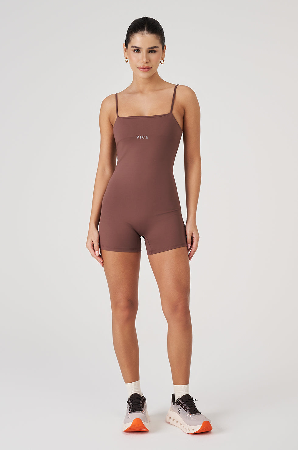 Macaquinho Fitness Vice Poliamida Elastic - Coffee